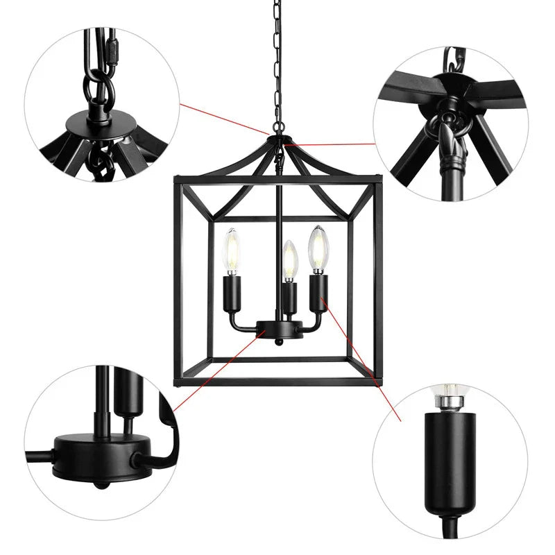 Afralia™ Farmhouse Black Chandelier for Dining Room, Kitchen, and Living Room