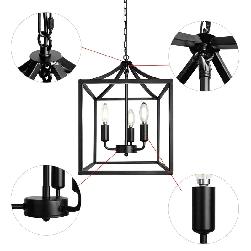 Afralia™ Black Farmhouse Chandelier for Dining Kitchen Living Room E14 Lamp