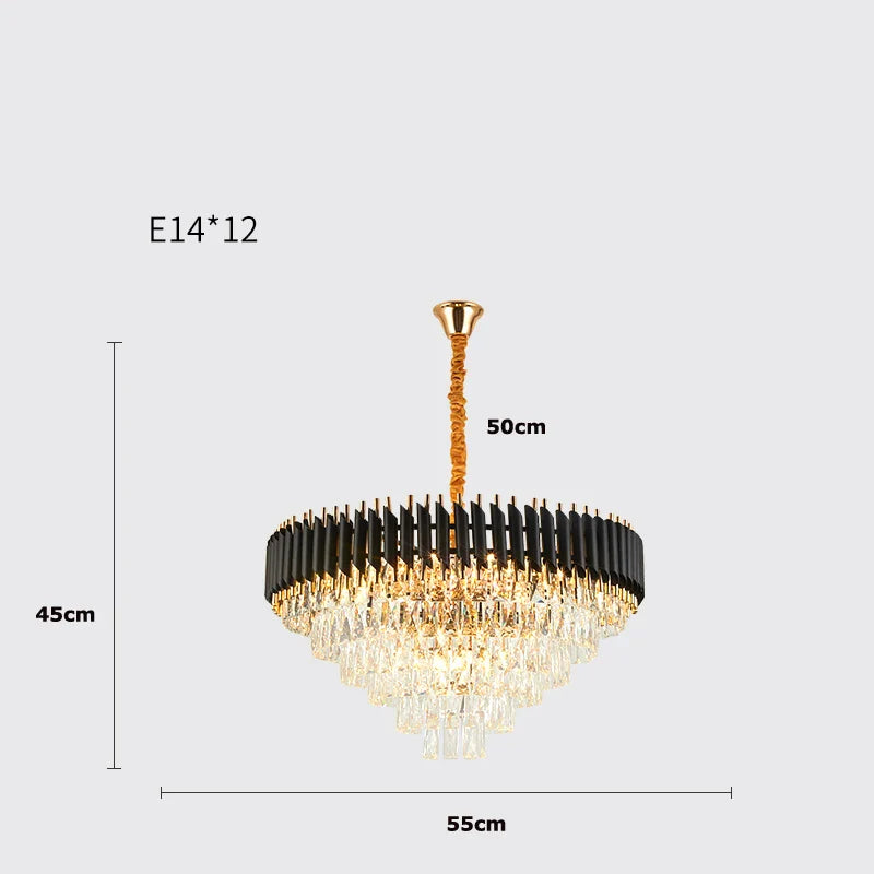 Afralia™ Crystal Black Clear LED Chandelier Lighting for Staircase Foyer