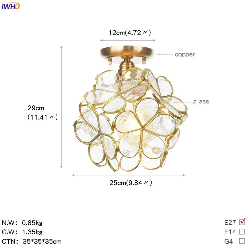 Afralia™ White Glass LED Ceiling Light Fixture, Nordic Modern Copper Ceiling Lamp