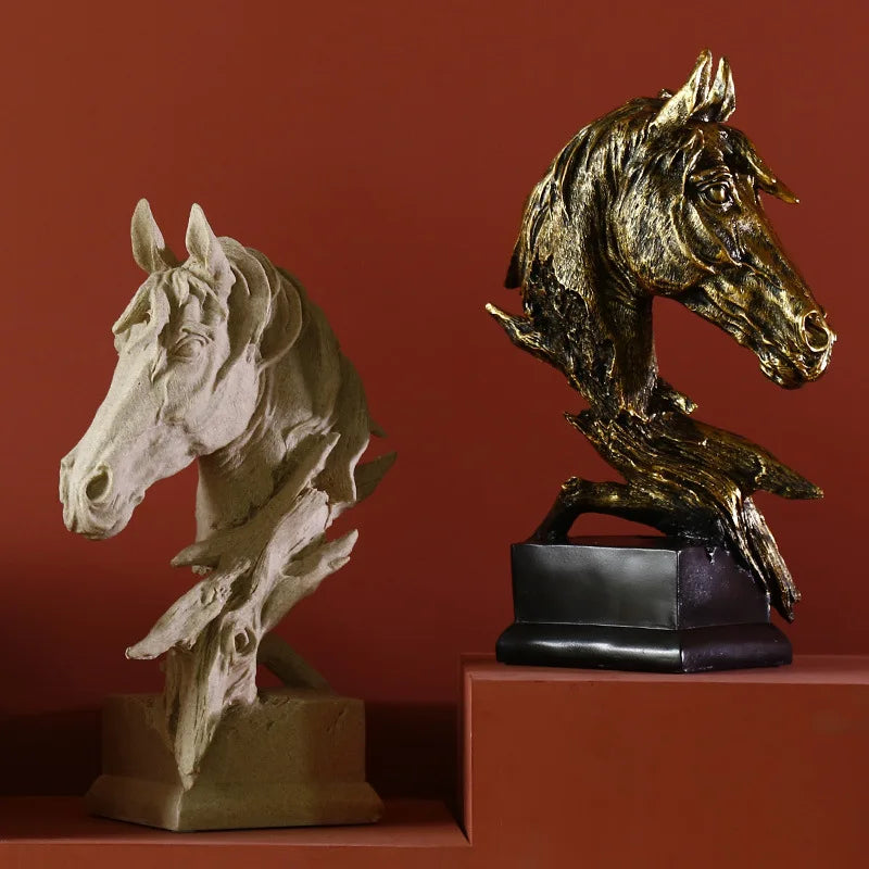Afralia™ Country Resin Horsehead Figurine: Creative Animal Statue for Modern Home & Office Decor