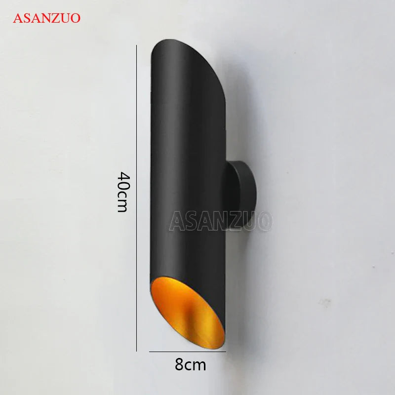 Afralia™ Black Aluminum Tube Wall Lamp for Study Bedroom Corridor Aisle Sconce