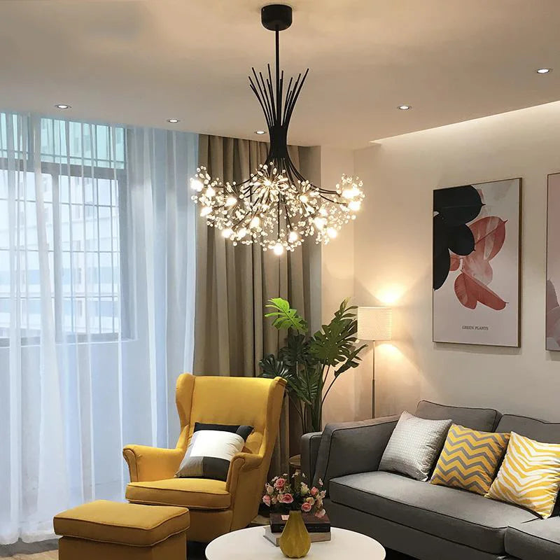 Afralia™ Crystal Bouquet Pendant Light Chandelier in Black and Gold