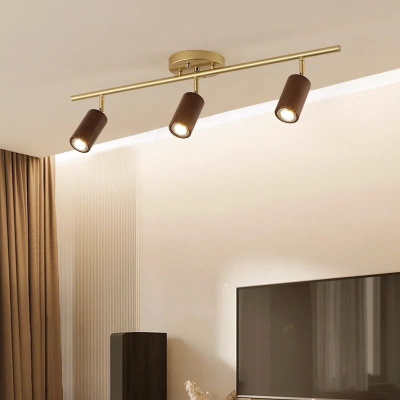 Afralia™ Walnut LED Track Spotlight for Modern Living Room and Clothing Store Lighting