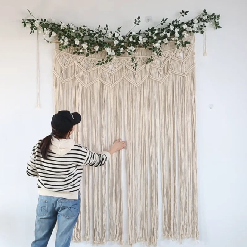 Afralia™ Macrame Wall Hanging Tapestry Large Boho Wedding Backdrop Decoration 130*180cm