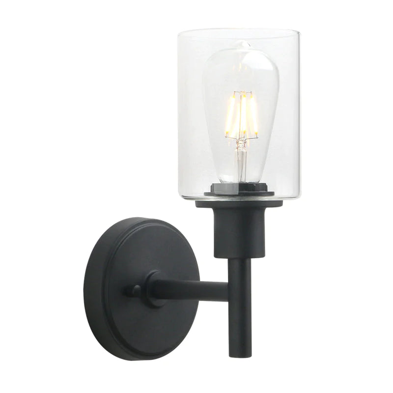 Afralia™ Matte Black Wall Sconce Light with Glass Shade