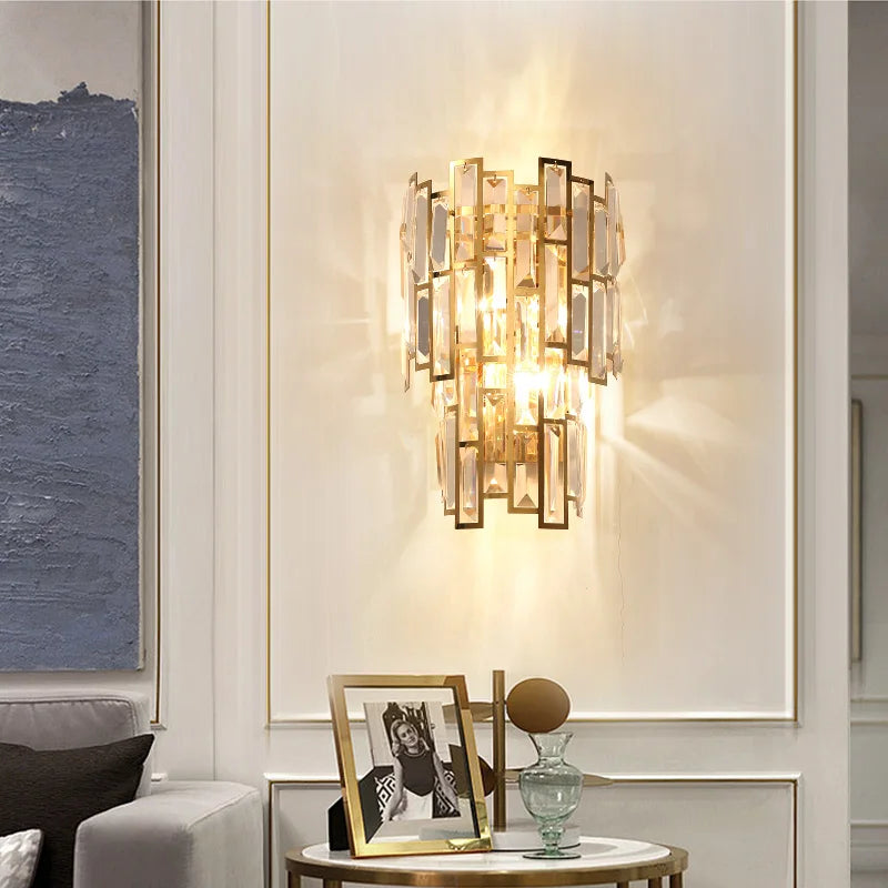 Afralia™ Elegant Crystal Wall Lamp for Living Room, Bedroom, and Aisle Lighting