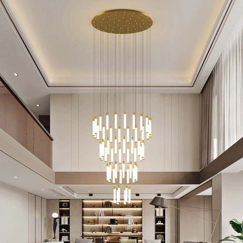 Afralia™ European Style Long Chandelier Stair Lamp for Duplex Apartment and Villa