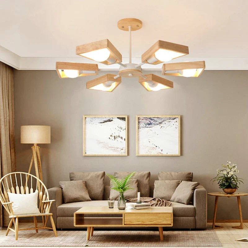 Afralia™ Windmill Wooden Chandelier - LED Loft Industrial Lighting for Home Decor