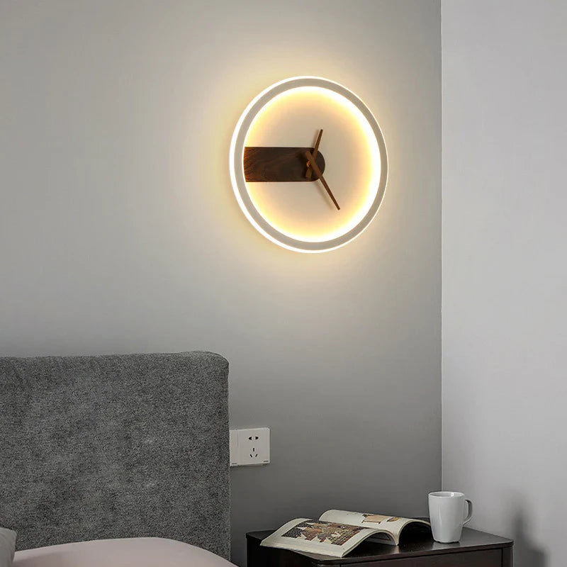Afralia™ Aluminum Clock Wall Lamp - Modern Led Sconce Light for Home, Hotel & Aisle