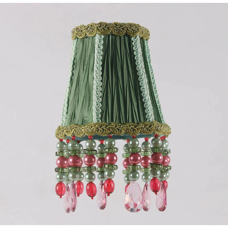 Afralia™ Bohemia Style Emerald Green Cloth Lampshade with Tassels