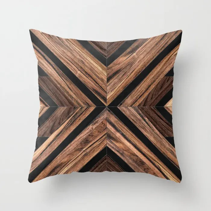 Afralia™ Wood Grain Ethnic Style Pillowcase for Living Room Sofa Decoration