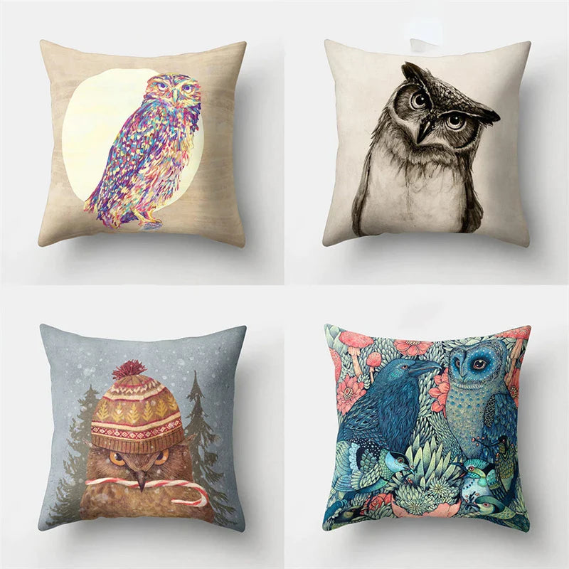 Afralia™ Cute Owl Cushion Pillow Cover for Home Sofa Bedroom Decor