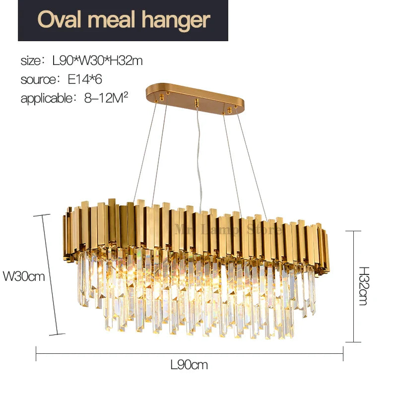 Afralia™ Stainless Steel Crystal Chandelier for Duplex Building & Club Dining