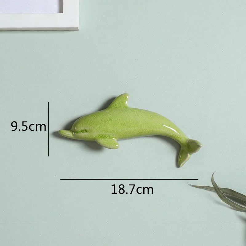 Afralia™ Dolphin Fish Ocean Background Ceramic Wall Decoration for Children's Room