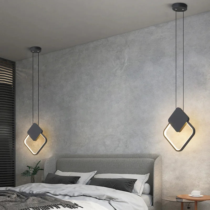 Afralia™ White Black Pendant Lamp: Minimalist Design, Dimmable LED, High Ceiling Hanging Light