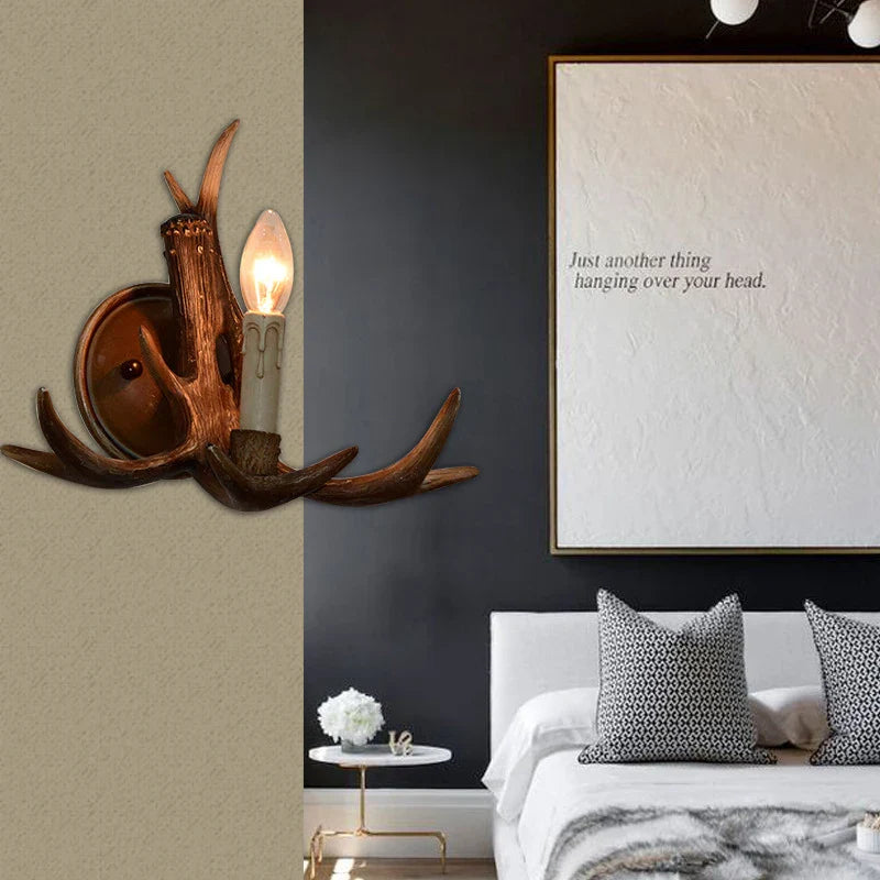 Afralia™ Antler Resin Wall Lamp for Living Room Corridor Restaurant Hotel Bar