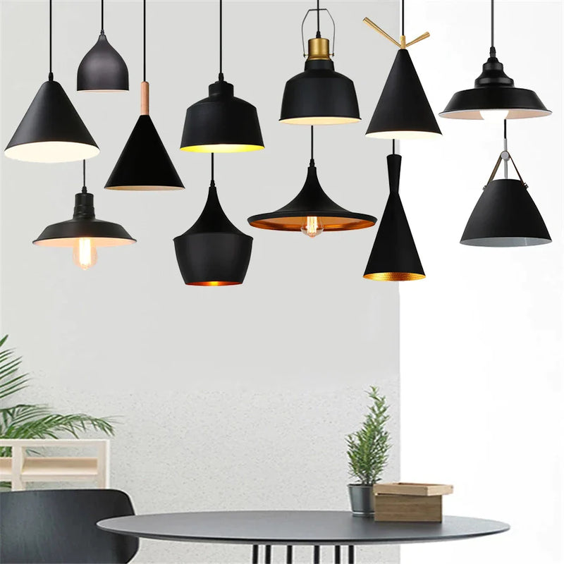 Afralia™ Nordic Modern Black Aluminum Pendant Chandelier for Bedroom Kitchen Decor