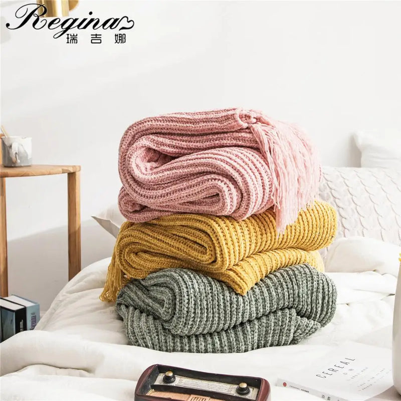 Afralia™ Wheat Chenille Throw Blanket with Fashion Fringe - Elegant and Versatile Sofa Bed Decor