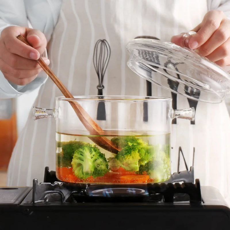 Afralia™ Glass Cooking Pot - Heat-Resistant Stove Pot for Boiling Water, Cooking Noodles, and Making Soup