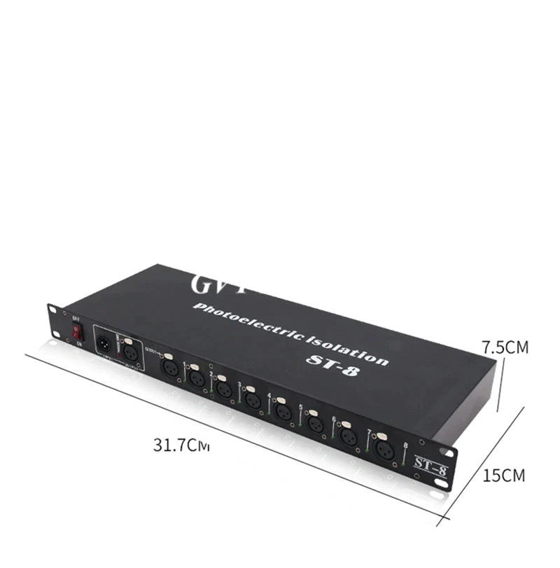 Afralia™ 8-Port DMX Signal Amplifier Splitter for LED Lights - Signal Repeater & Distributor