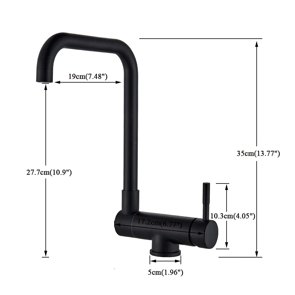 Afralia™ Rotating Kitchen Faucet Black Single Handle Mixer Hot Cold Water Foldable