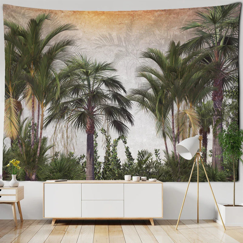 Afralia™ King Palm Landscape Plant Tapestry - Tropical Wall Hanging Home Decor