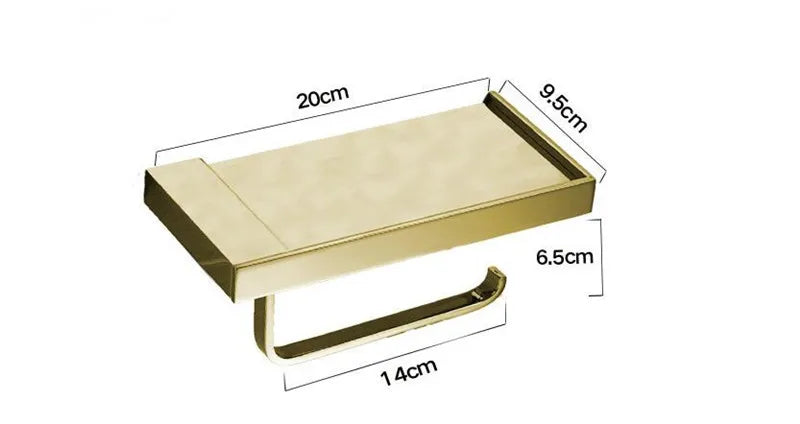 Afralia™ Brass Toilet Paper Holder Gold Finish Tissue Box Rack for Bathroom
