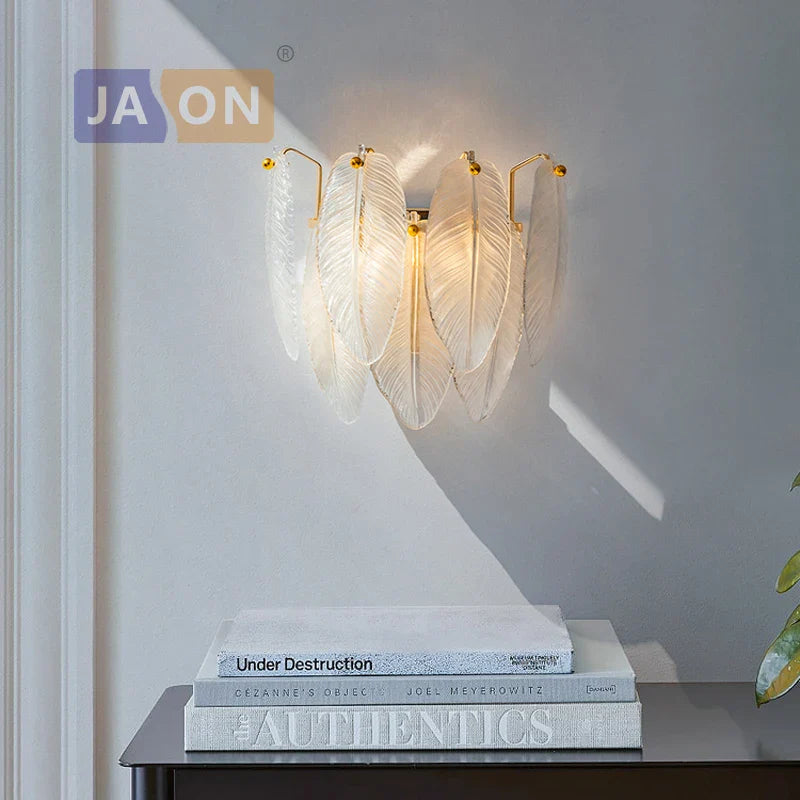 Afralia™ White Glass Goose Feather Chandelier: LED Art Deco Postmodern Designer Lighting