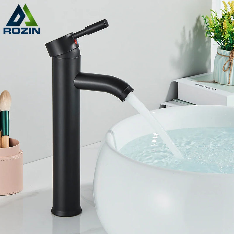 Afralia™ Matte Black Brass Basin Faucet Single Lever Bathroom Mixer Tap Deck Mounted