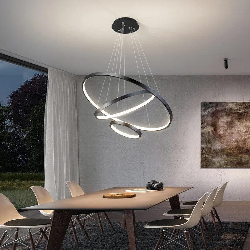 Afralia™ LED Ceiling Chandelier Round Pendant Light for Modern Home Interior Lighting