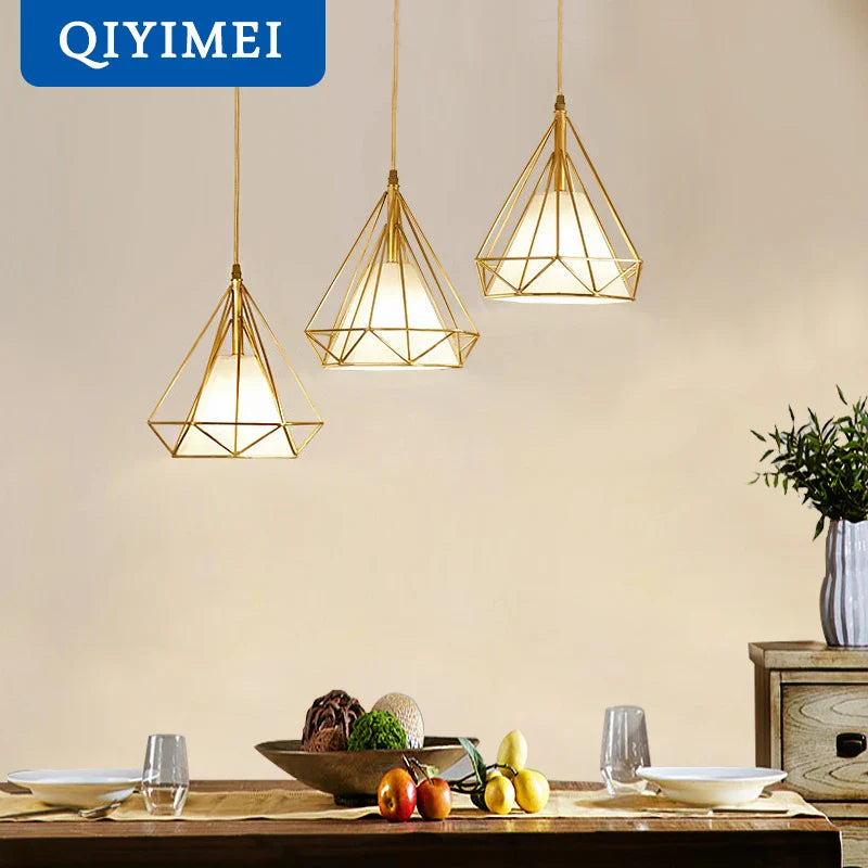 Afralia™ Gold Triangle Pendant Lights: Nordic Style 1head/3heads Metal Fixtures, Simple Décor Lighting