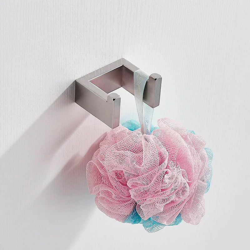 Afralia™ Brushed Bath Hardware Set: Robe Hook, Towel Bar, Shelf, Tissue Holder, Toothbrush Stand