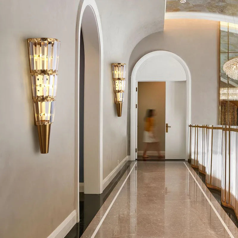 Afralia™ Crystal Torch Wall Lamp: Modern Light Luxury for Living Room, Bedroom, Study, Restaurant.