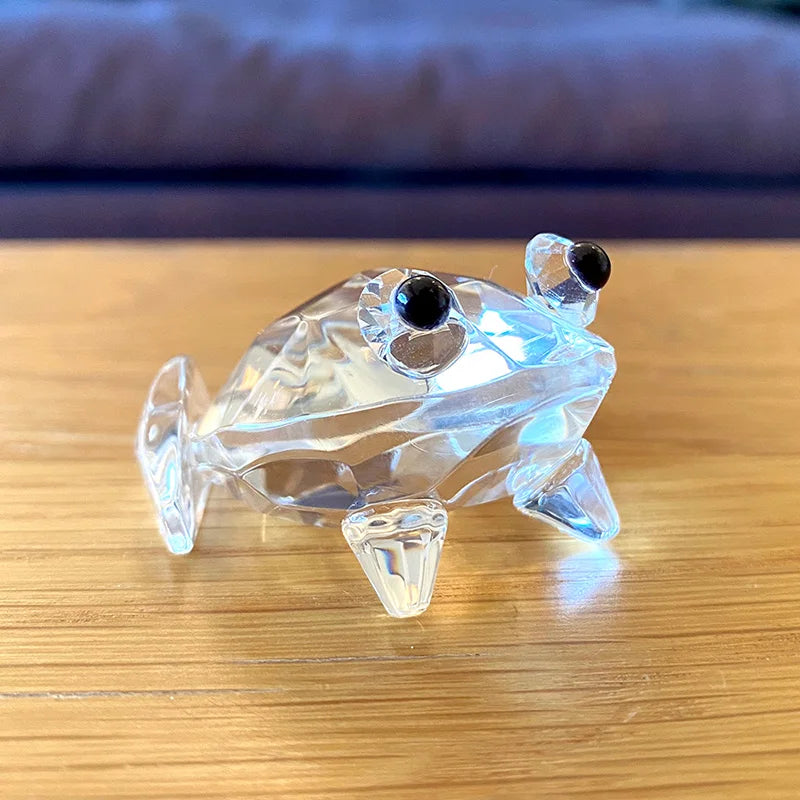 Afralia™ K9 Crystal Glass Frog Figurine Sculpture Paperweight Home Decor Gift