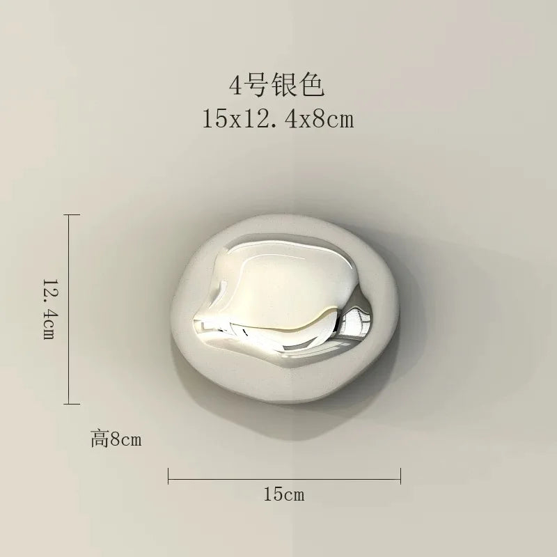 Afralia™ Silver Stone Abstract 3D Wall Hanging Handicraft for Living Room Decor