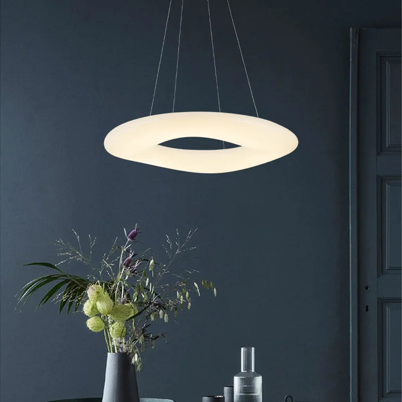 Afralia™ White Ring LED Pendant Light for Modern Kitchen Dining Room Decor