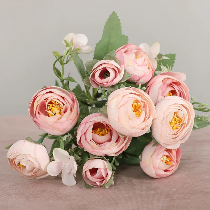 Afralia™ Multicolor Tea Roses Vases | Fake Daisy Wedding Decorative Flowers