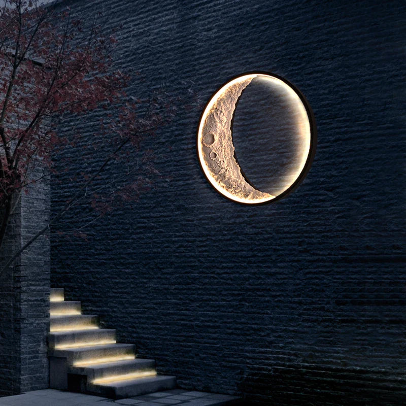 Afralia™ Moon Wall Lamp: Modern LED Outdoor Waterproof Sconce for Garden, Villa, and Porch