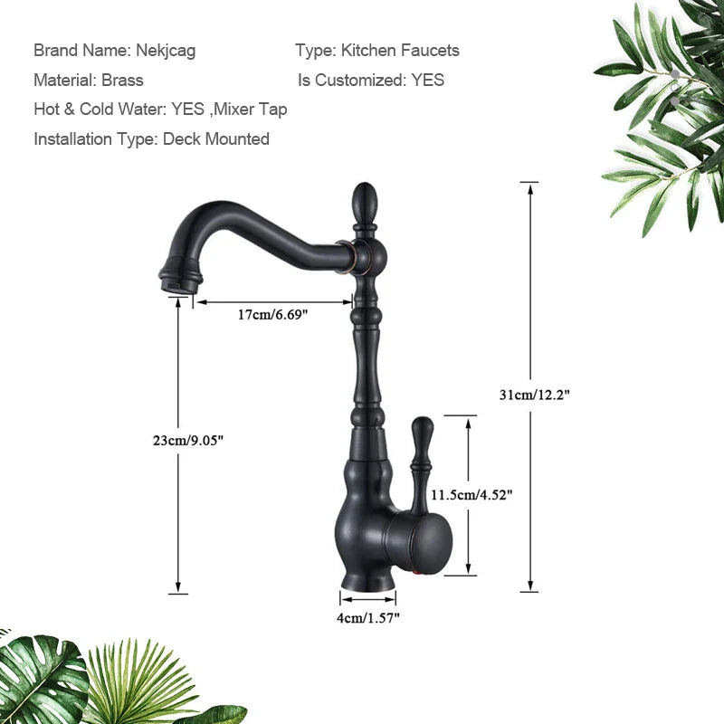 Afralia™ Bronze Black Kitchen Sink Faucet 360 Rotate Single Handle Hot Cold Water Mixer