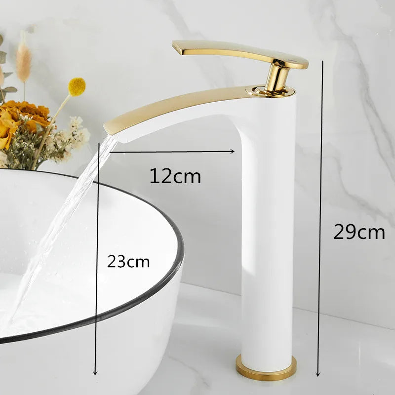 Afralia™ Brass Bathroom Basin Faucet Cold Hot Water Mixer Sink Tap Deck Mounted