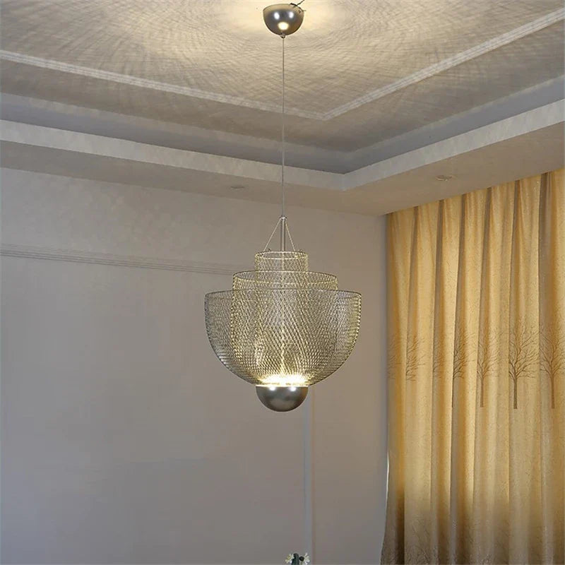 Afralia™ Modern Metal Grid Pendant Light Fixture for Fashion Cloth Store - LED Warm Lighting