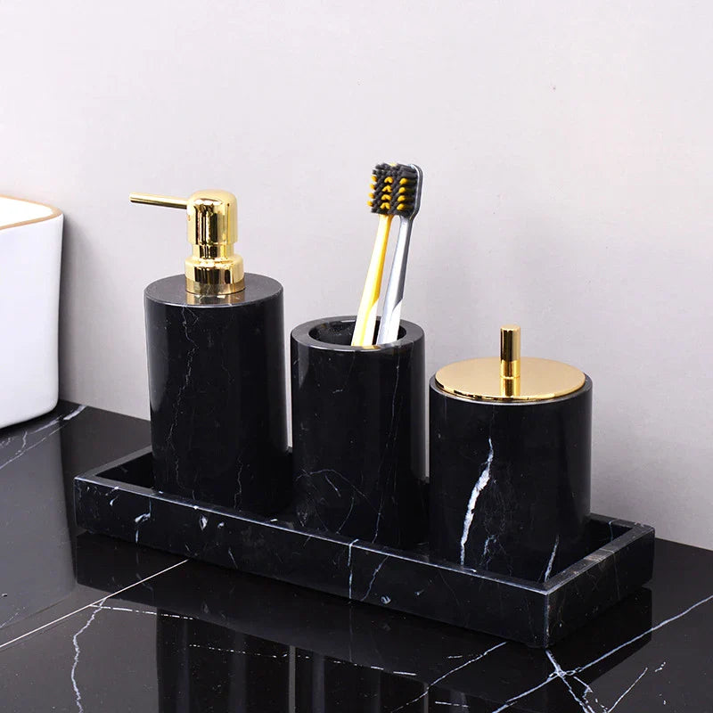 Afralia™ Black Marquina Marble Bathroom Set cue.opti