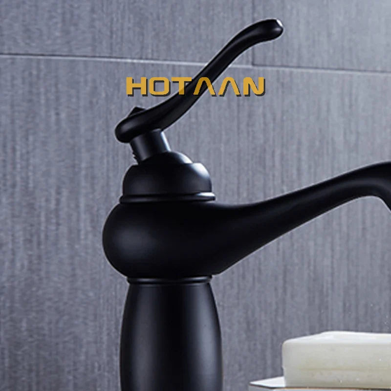 Afralia™ Black Brass Bathroom Basin Faucet with Ceramic Mixer Tap