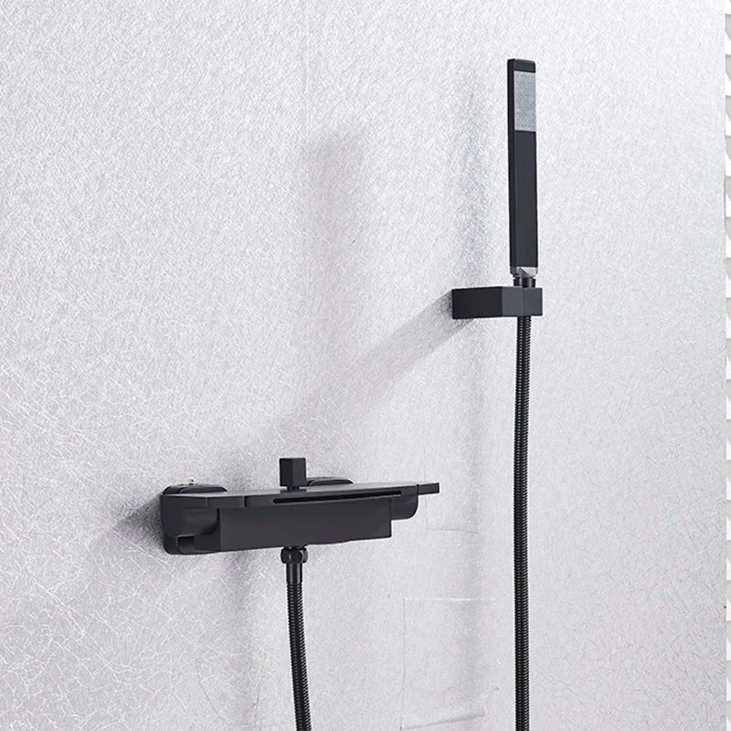 Afralia™ Matte Black 2-Function Bathroom Faucet Wall Mount Hot Cold Waterfall Shower