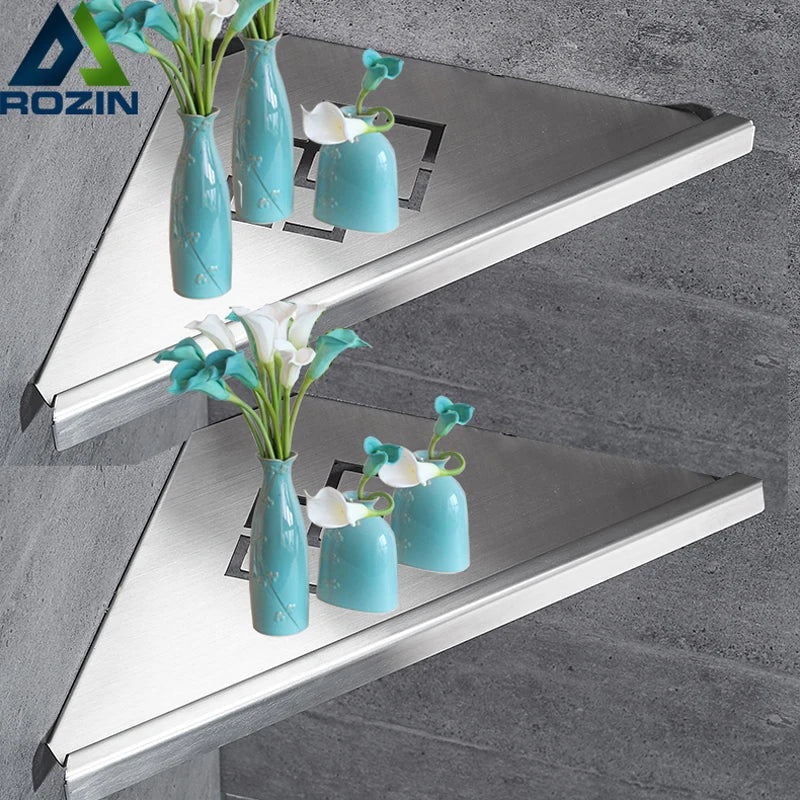 Afralia™ Stainless Steel Shower Caddy Rack, Wall Mounted Storage Shelf for Bathroom & Kitchen