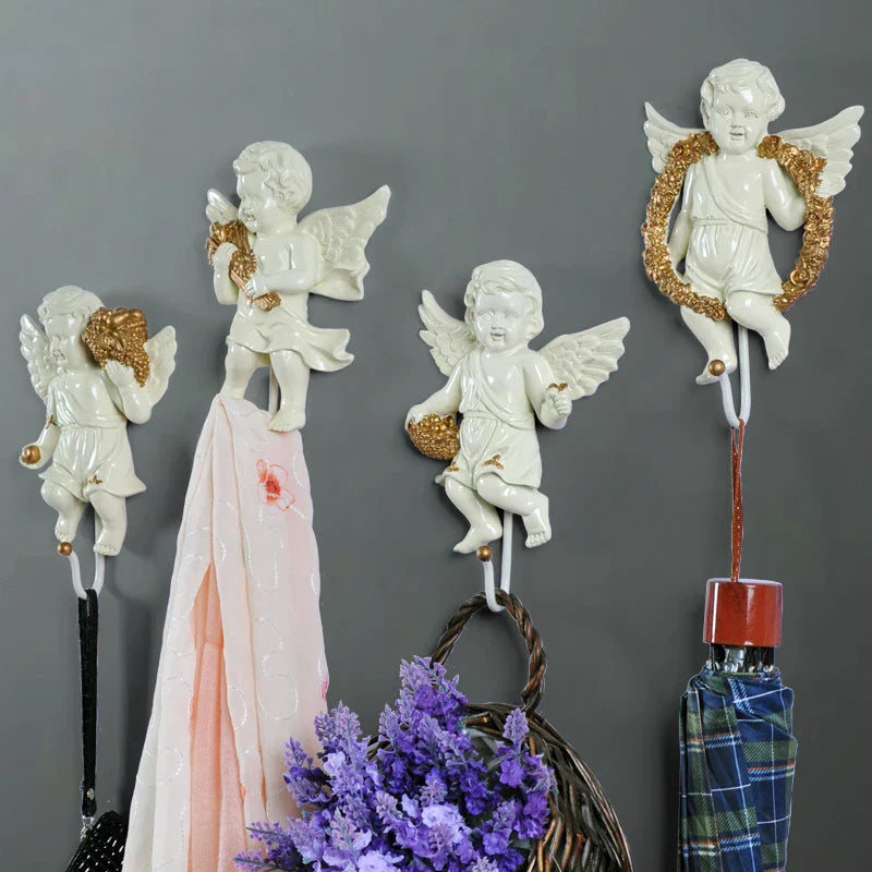 Afralia™ Angel Statue Wall Decor Hanger - Living Room Coat Keys Holder & Art