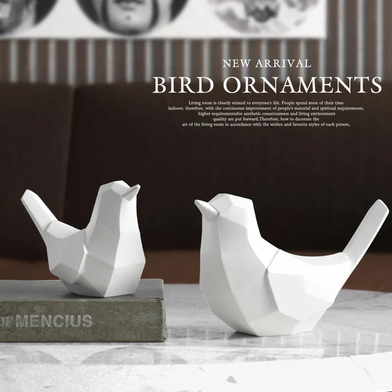 Afralia™ Couple Birds Resin Figurines for Home Decor and Tabletop Ornaments