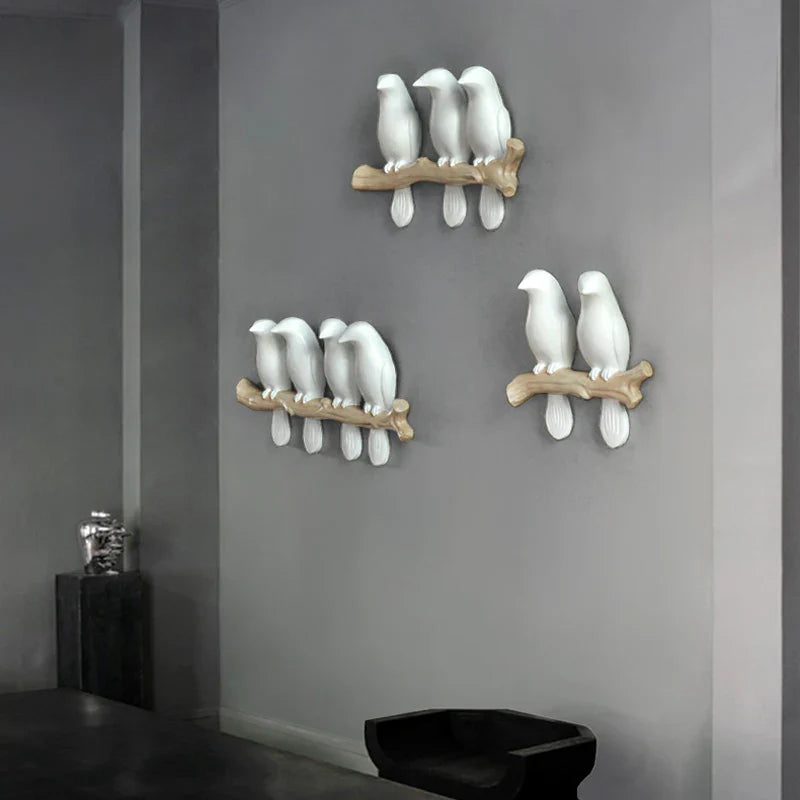 Afralia™ Resin Bird Wall Stickers for Home Decor & TV Background