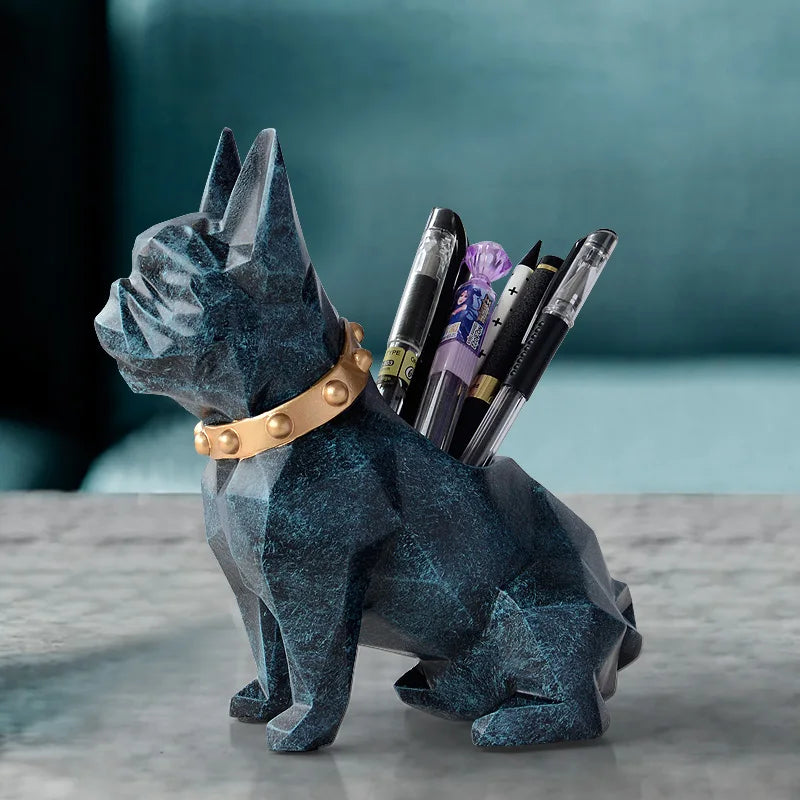 Afralia™ Dog Resin Pen Holder Desk Organizer Office Accessories Storage Pencil Pot